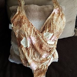 Beautiful floral swimsuit one piece criss cross